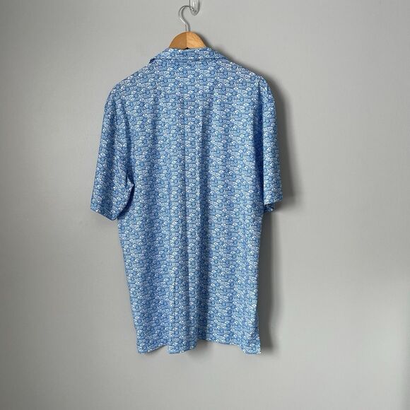 Masters Golf Badge Logo Print Tech Polo Shirt Blue Augusta National Men's Large - Picture 2 of 9